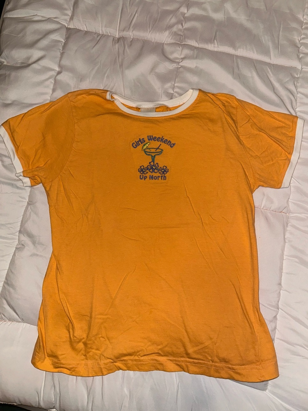 Girls Weekend Up North Orange Ringer Tee